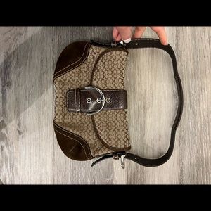 Coach Signature Hobo Bag Buckle Flap (brown with suede sides)